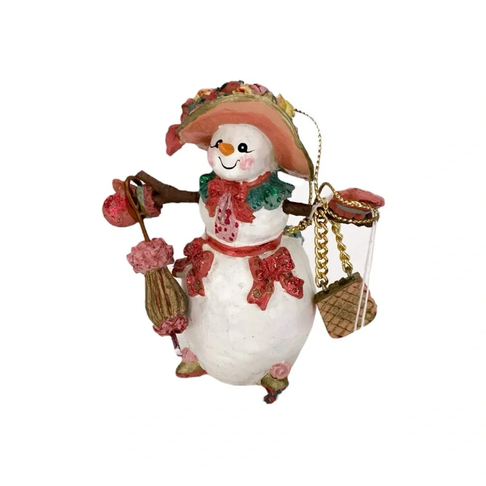 NWT Stylish Snowman Ornament Vintage Cottagecore Charming Holiday Decor Gift